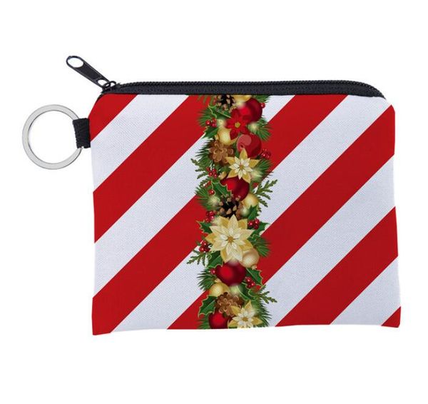 

5pcs christmas polyester waterproof printing protable coin purses, Red;black