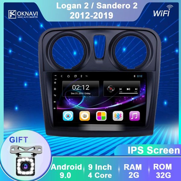 

oknavi android 9.0 car multimedia player for logan 2 sandero 2 2012-2018 gps navigation stereo wifi radio no dvd camera car dvd