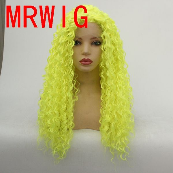 

mrwig shiny green synthetic glueless front lace wig middle part 26in 180%density heat resistant fiber for woman, Black