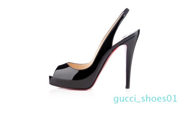 

classic women mens brand red bottoms high heels patent leather platform peep-toes sandals designer dress shoes luxury red sole wedding g01, Black