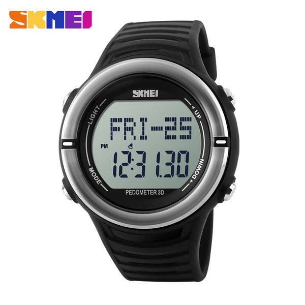 

skmei new fashion brand sport watch men round dial heart rate monitor alarm chronograph waterproof back light digital watches, Slivery;brown