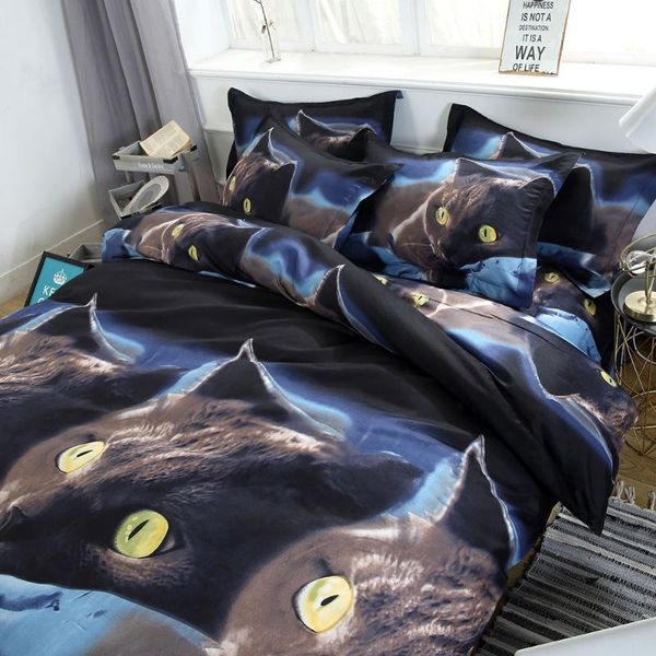 

1.5*2m/2*2.3 m/2.2*2.4 m 3d cat печатных пододеяльник простыня 2шт наволочка комплект постельных принадлежностей постельное белье декор детс