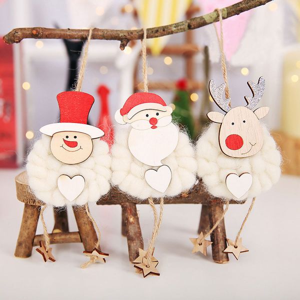 

3pcs/set xmas decors felt hanging ornament christmas tree decoration l display window fabric doll hand pendant new year gift