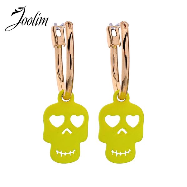 

joolim cute candy color skull hoop earring korean earring wholesale, Golden;silver