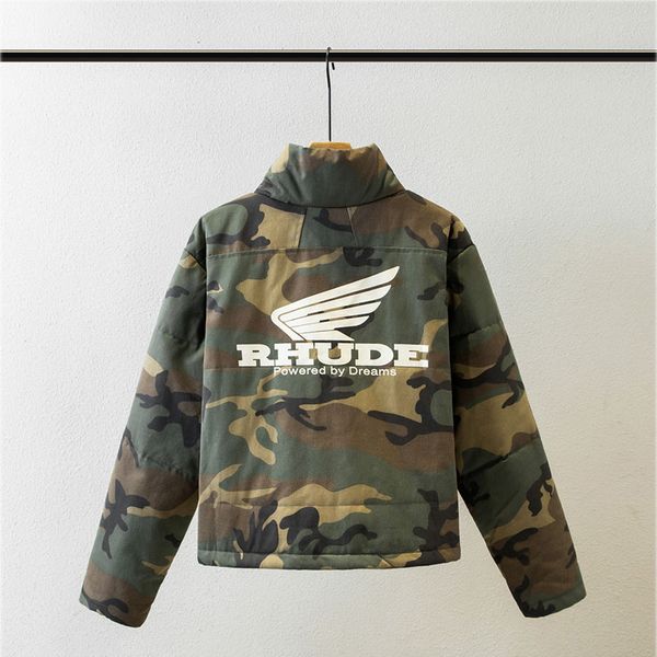

2020 new rhude bomber jacket men women fashion casual winter thick warm camouflage army green rhude parkas jacket coat t200502, Black;brown