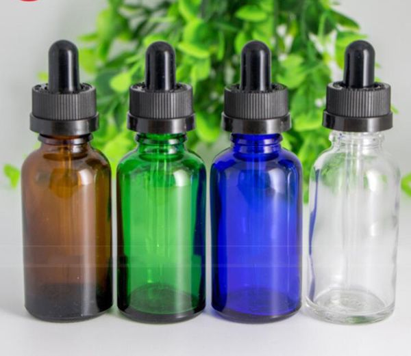 

china factory 30ml glass oil droppers 1oz blue green clear amber glass liquid reagent pipette bottles dhl ing