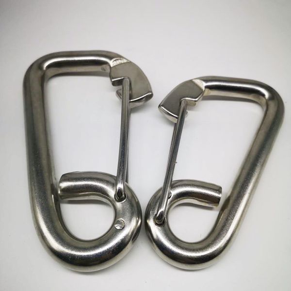 

2pcs 140mm/160mm length silver 304 stainless steel carabiner spring camping climbing snap hook