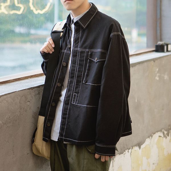 

workwear jacket men's fashion solid color casual thin jacket street man streetwear hip hop loose bomber men m-2xl, Black;brown