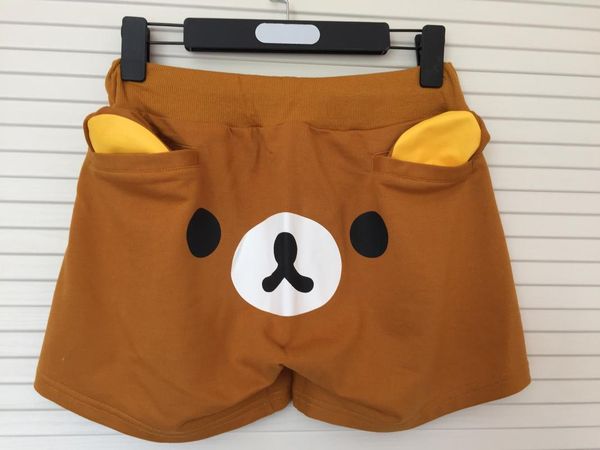 

japanese kawaii cute relaxed bear shorts brown bear 3d three-dimensional soft sister shorts velvet women, White;black