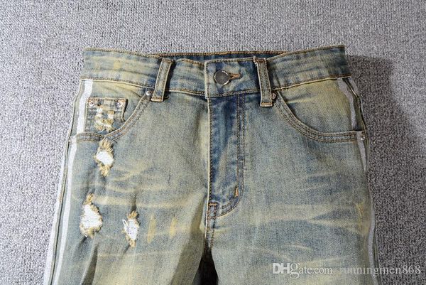 

new style classic straight denim designer men's motorcycle biker jeans washed design casua lslim summer skinny ripped us size, Blue