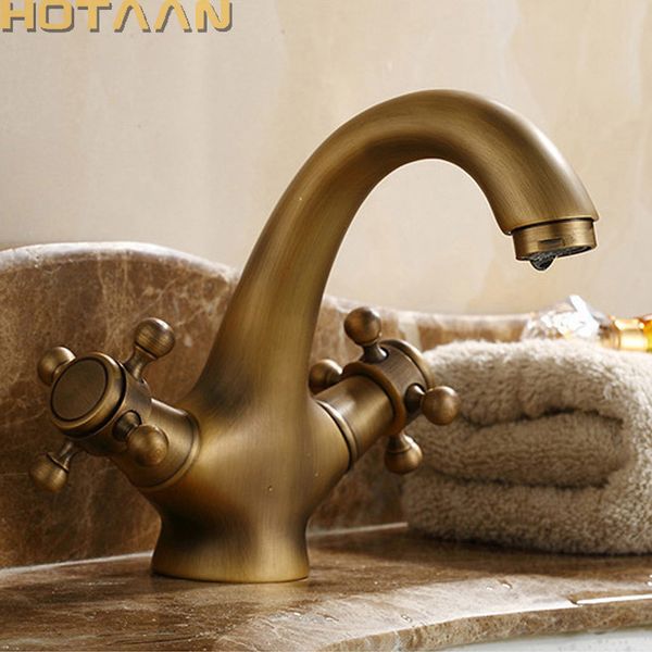 

an solid brass bronze double handle control antique faucet kitchen bathroom basin mixer tap robinet antique yt-5021
