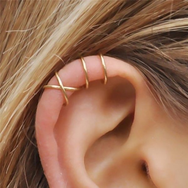 

fashion 1 piece punk rock ear clip cuff wrap earrings no piercing-clip hollow out u pattern clip earrings statement jewelry, Silver