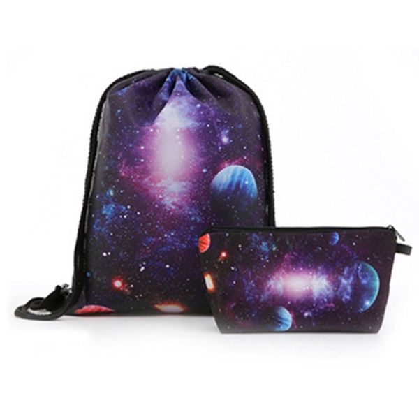 

women backpack print drawstring daypack travel cosmetic bag makeup case pouch 517d