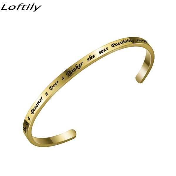 

round cuff open bracelet bangles for women stainless steel inspirational daily gift pulseira accesorios mujer, Black
