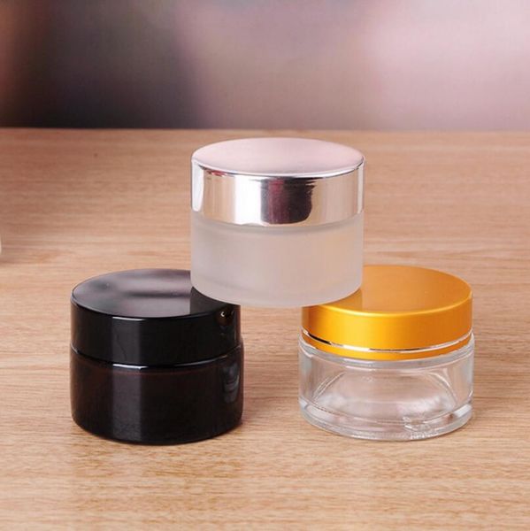 5g/5ml 10g/10ml Kosmetik Leere Jar Topf Lidschatten Make-Up Gesichtscreme Behälter Flasche mit schwarz Silber Gold Deckel und Innenpolster LX5662