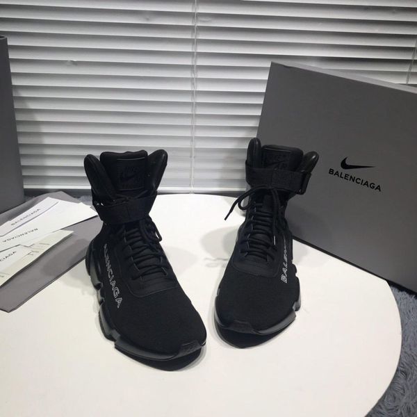 

joint cooperation models paris socks shoes couple casual high-sneakers men and women thick bottom shoes 001, Black