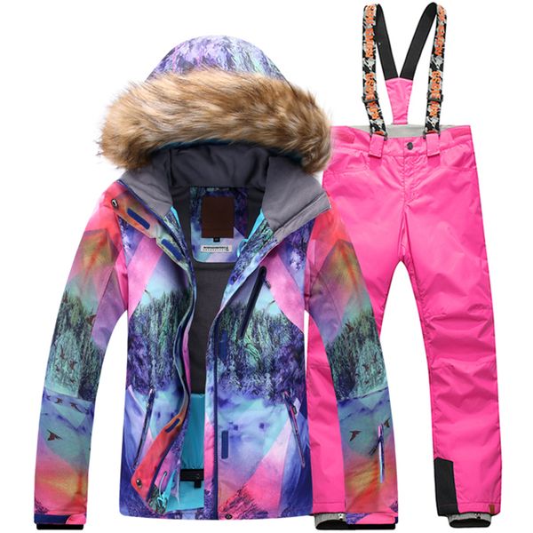 

new ski suit set women's snowboard jacket and pants ski suit women windproof waterproof women's winter jackets