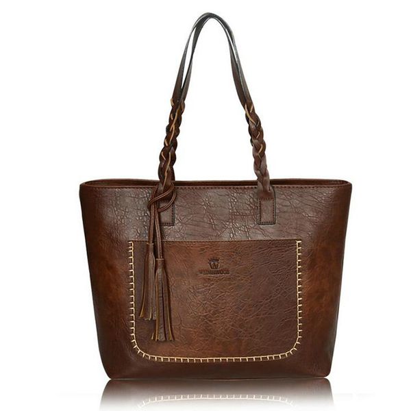 

leather handbag bolsas mujer large vintage tassel shoulder bags women shopping tote purse sac a main