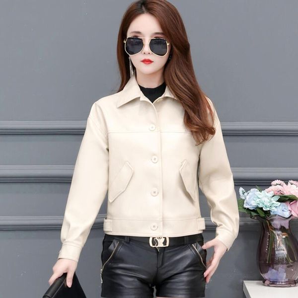 

spring and autumn women's leather clothing 2019 new black women's leather jacket short slim motorcycle female coat