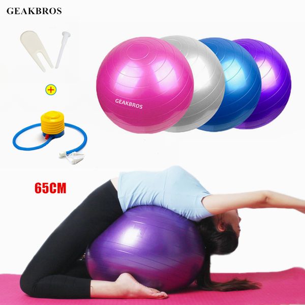 

65cm yoga balls sports fitness balls bola pilates gym sport fitball with pump exercise pilates workout massage ball