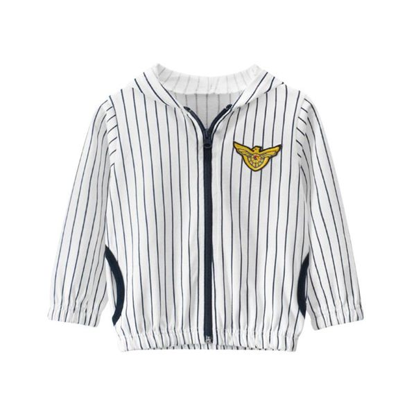 

toddler kids baby girls boys long sleeve stripe coat windbreaker clothes, Blue;gray