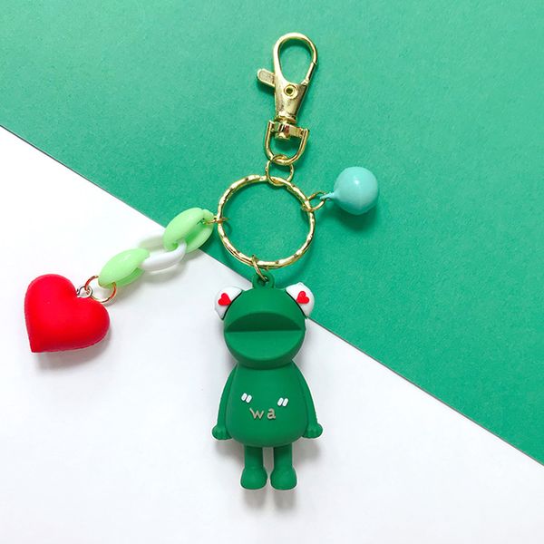 

korea creative cartoon diy frog keychain female ins personality trend doll key chain bag pendant gifts for women, Silver