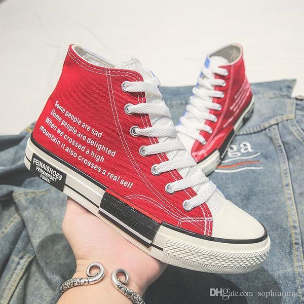 

joker color matching mandarin duck student board shoes new ins harajuku high-canvas shoes for men and women lovers korean fashion, Black