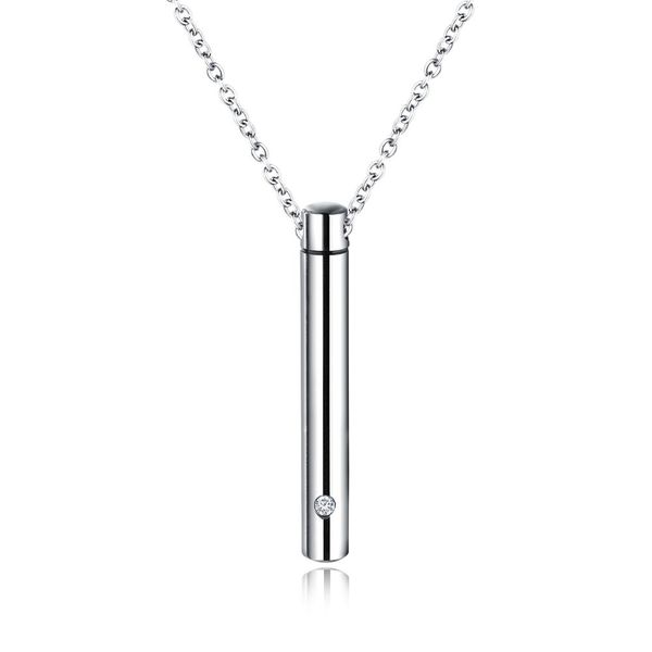 

fashion silver love jewelry simple cylindrical pet urn box pendant rose gold stainless steel perfume bottle necklace gift