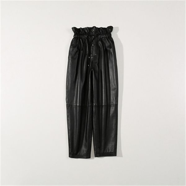 

2020 женщины new real подлинная овцы кожаные штаны с10, Black;white