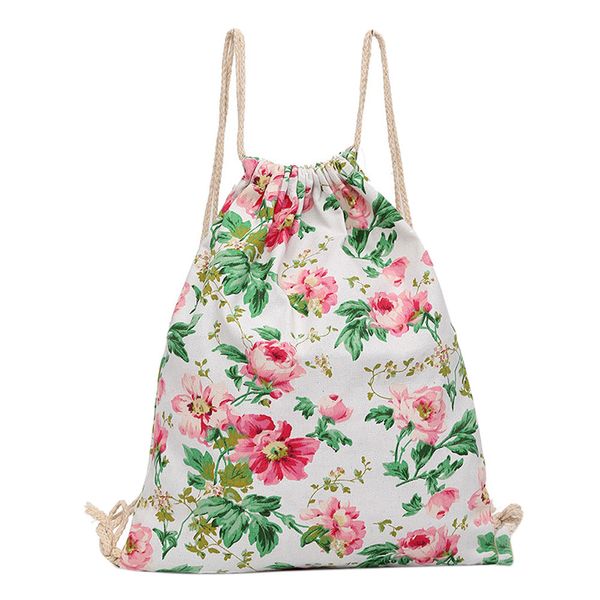 

print canvas bag womendrawst hanged sack sport beach travel outdoor backpack pouch bag worek plecak sznurek #y2