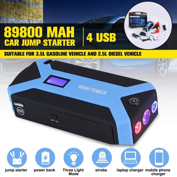 

emergency car jump starter power bank 89800mah 12v 4usb portable starting device car starter for battery charger