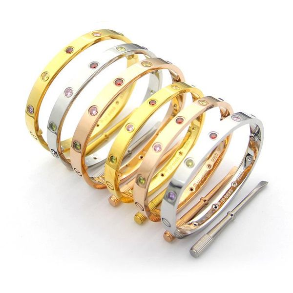 

b2 full colour stone screw fashion c brand love designer bracelets for lady design women party wedding lovers gift stainless steel have logo, Black