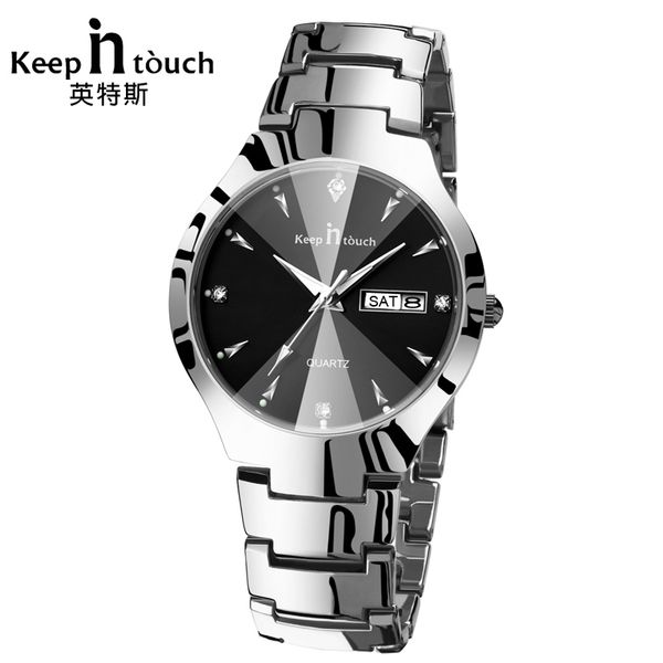

keep in touch mens quartz wrist watch luxury auto caledar luminous hands watch men business waterproof male clock relogios, Slivery;brown