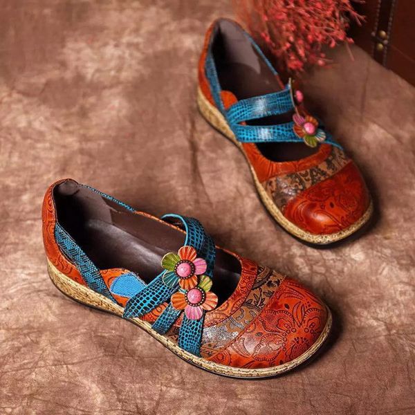

puimetniua genuine leather women flat shoes floral plicing colored stitching vintage spring summer casual shoes, Black