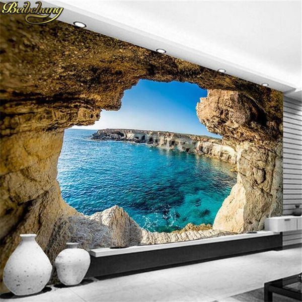 

p wallpaper modern simple cave seascape nature mural living room bedroom interior decor wallpaper space expansion