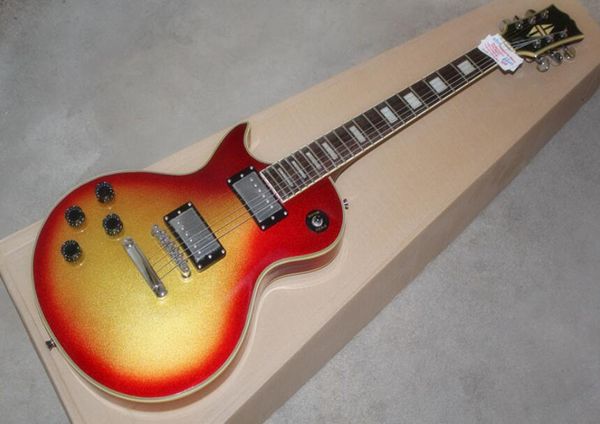 

пользовательские lp левая рука электрогитара крупнозернистый золотой порошок cs цвет левая рука посвященный, с багажом, бесплатная доставка