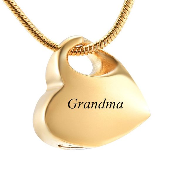 

ijd9960 hold my heart stainless steel cremation keepsake gold pendant for ashes urn funnel souvenir memorial necklace jewelry for gift, Silver