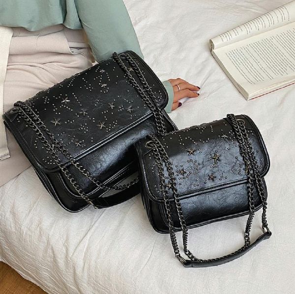 

rivet площади crossbody сумка 2020 новая мода высокого качества кожа pu женщин конструктор сумки цепи плеча сумка