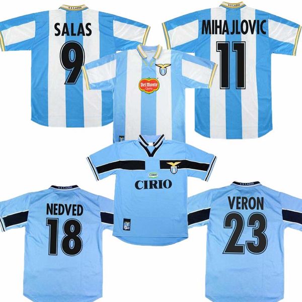 

1998 2000 lazio european home retro soccer jersey 1999 salas mihajlovic veron stankovic mancini nesta nedved inzaghi vintage football shirt, Black;yellow