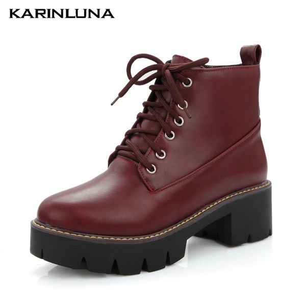 

karin 2019 big size 43 chunky heels ankle boots woman shoes casual street shoes women motorcycles boot female, Black
