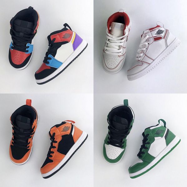 

2019 1 1s retro kids basketball shoes preschool signed high youth chicago new born baby infant toddler small boys girls sneaker, Black