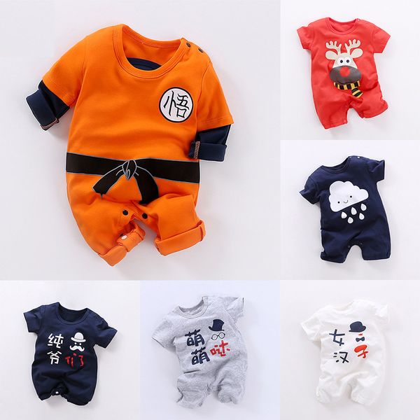 

short-sleeved baby jumpsuit new baby cartoon cotton romper indoor short-sleeved romper factory wholesale, Blue
