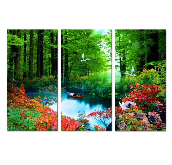

modern wall art nature waterfall colorful landscape flower picture canvas hd print painting living room office home decor 3 piece hys-a1041