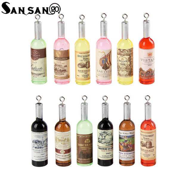 

wine bottle shape necklace pendant girls men gift red wine champagne bottle resin handmade jewelry findings craft, Silver