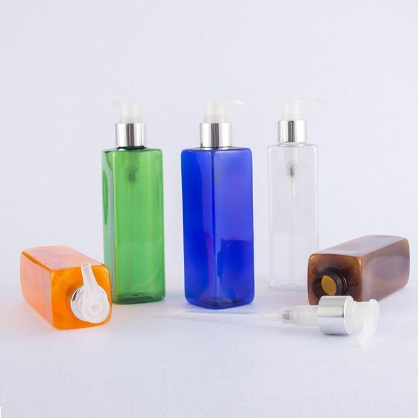 

250ml square aluminum spiral pump shampoo shower gel empty bottle plastic lotio bottle 10pcs lot