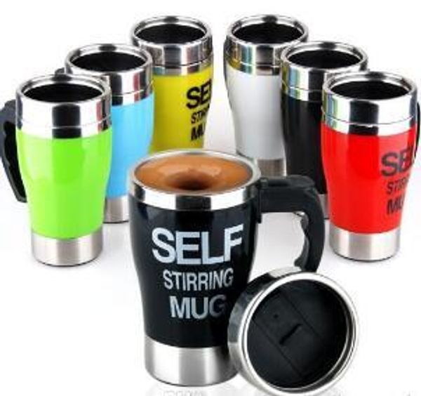 

6 colors 350ml self stirring mug stainless steel lazy self stirring mug auto mixing tea coffee cup office home gifts 222