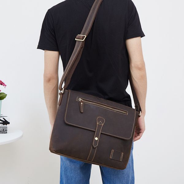 

натуральная кожа мужчины качество сумки crossbody vintage сумасшедшие лошади портфели ноутбук плечо messenger мужские коричневые дизайнерски