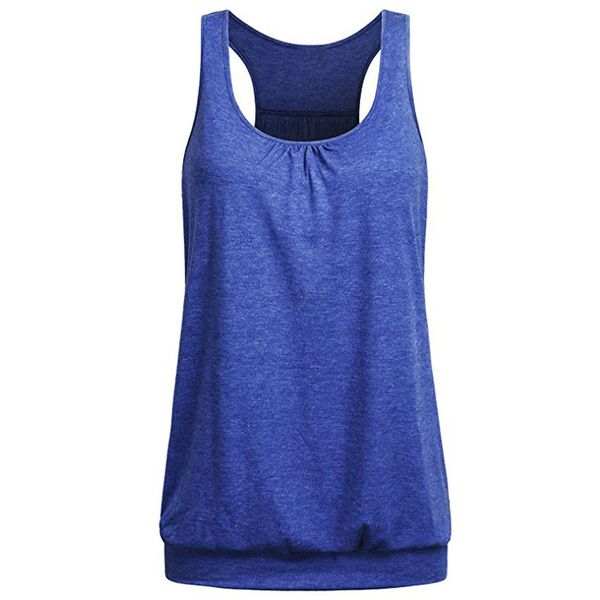 

2019 women's round neck tank sleeveless workout vest summer casual wrinkled loose fit racerback #lr2, White