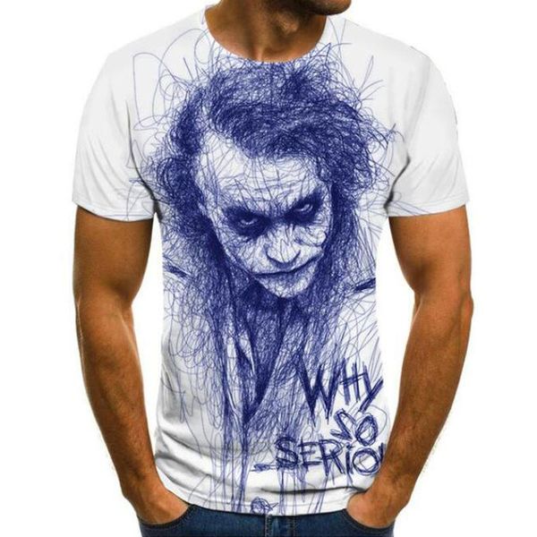 

joker clown 2020 new men t shirt sketch the clown 3d printed t shirt men joker face casual o-neck male tshirt clown short sleeved joke, White;black