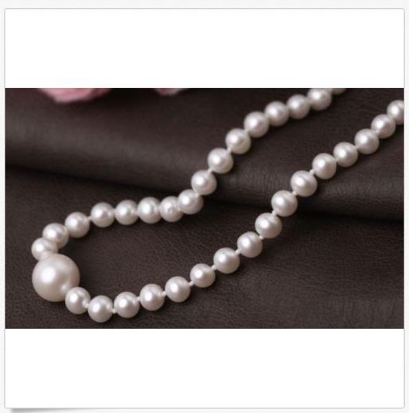 

classic 7-12mm south sea white round pearl necklace 18inch 925 sliver clasp, Silver